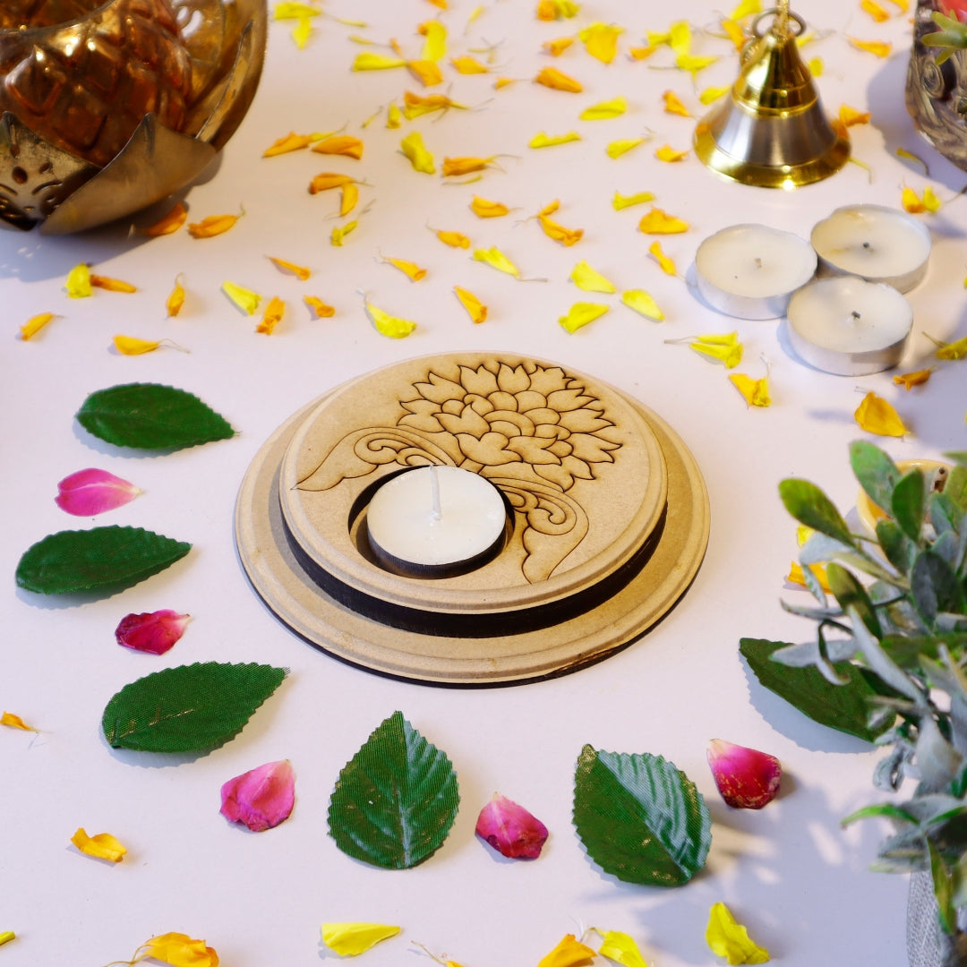 Hand Carved Edge Pre Mark Tea Light Circle