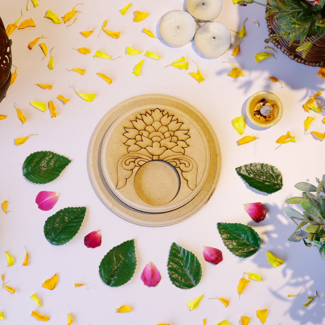 Hand Carved Edge Pre Mark Tea Light Circle