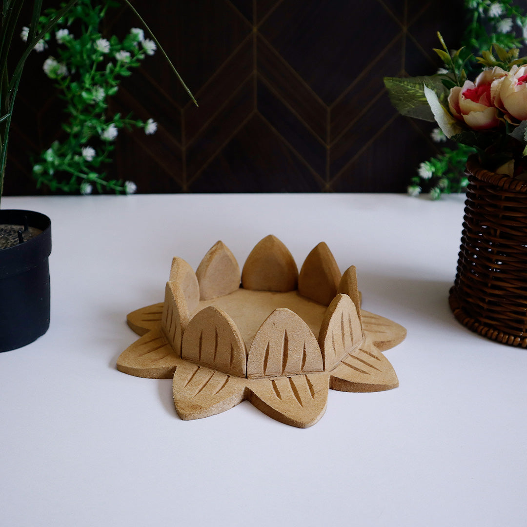 Hand Carved Lotus Aasan Platter