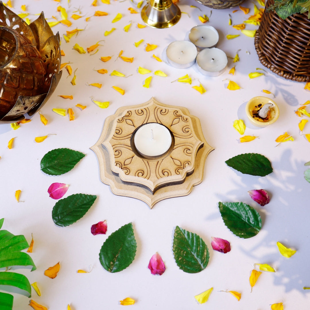 Hand Carved Edge Pre Mark Tea Light Victorian Beauty