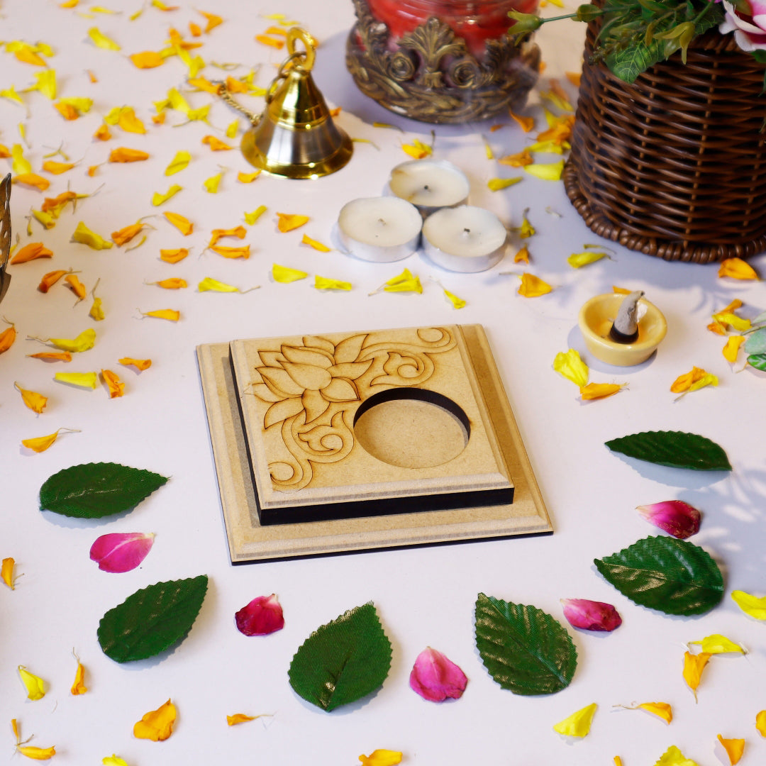 Hand Carved Edge Pre Mark Tea Light Square