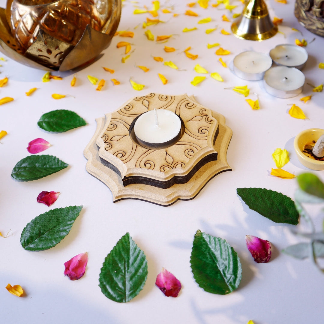 Hand Carved Edge Pre Mark Tea Light Victorian Beauty