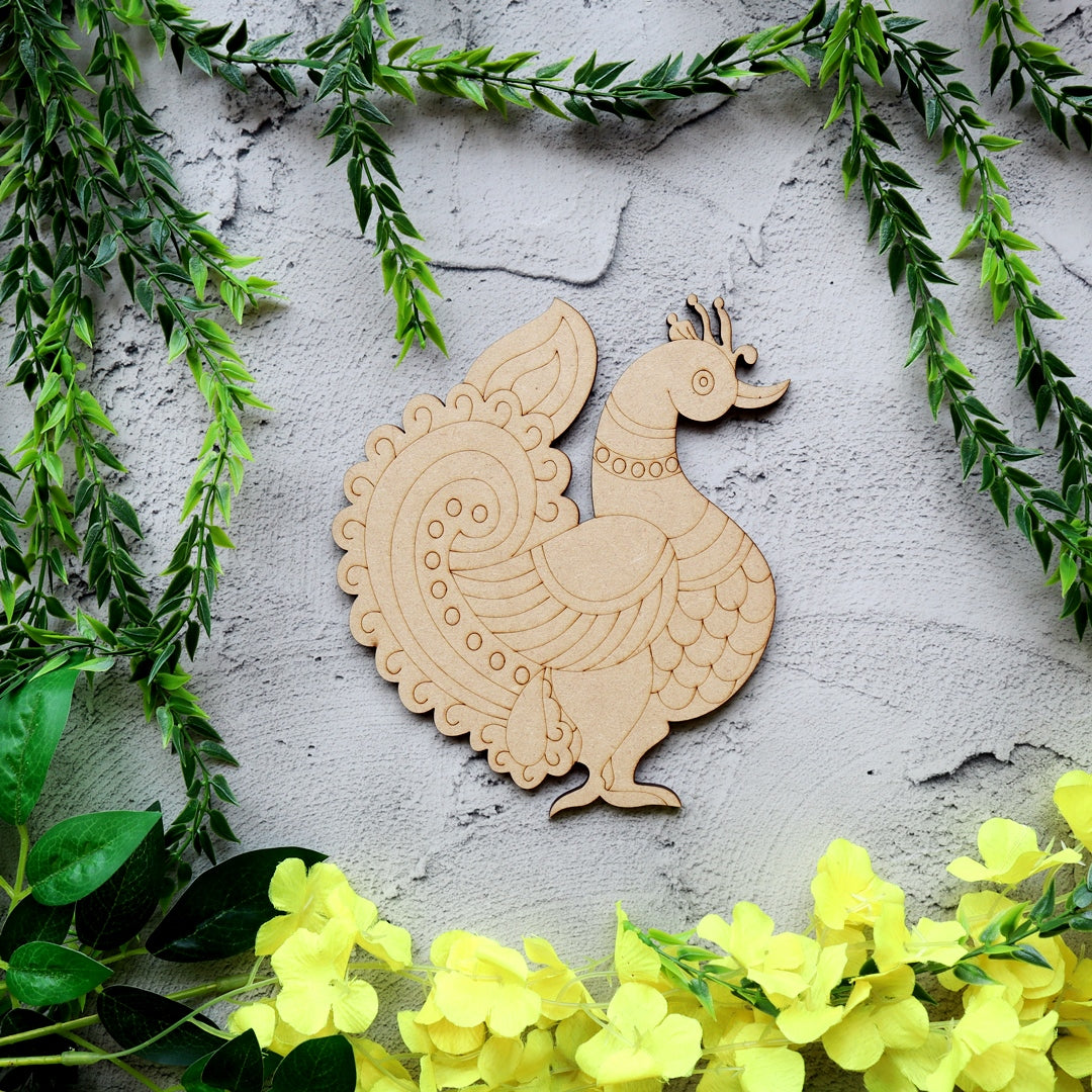 Folk Art Peacock Motif Pre Mark Cutout A