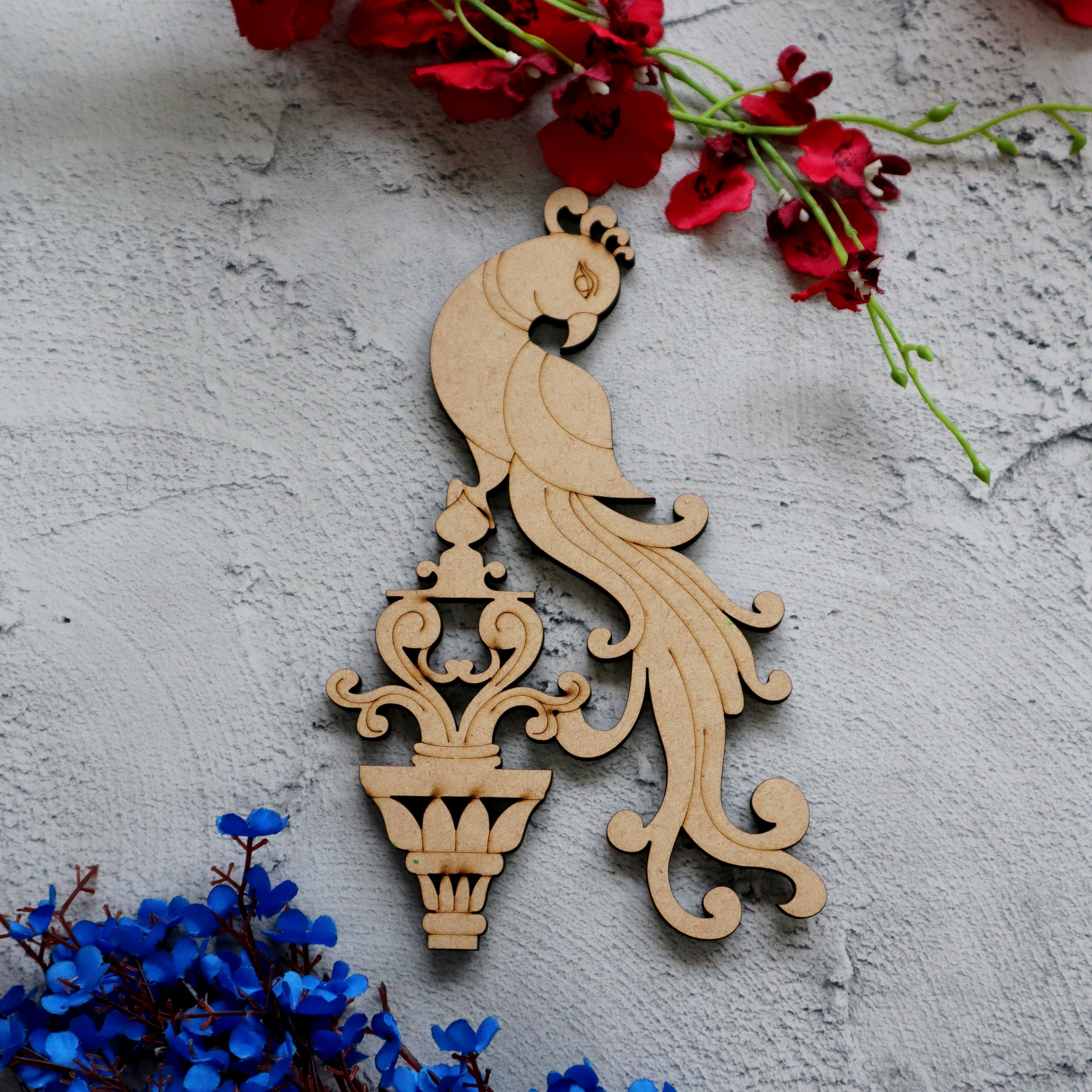 Folk Art Parrot Motif Pre Mark Cutout B