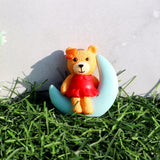 Miniature Teddy Bear on Moon Set of 4 Pcs