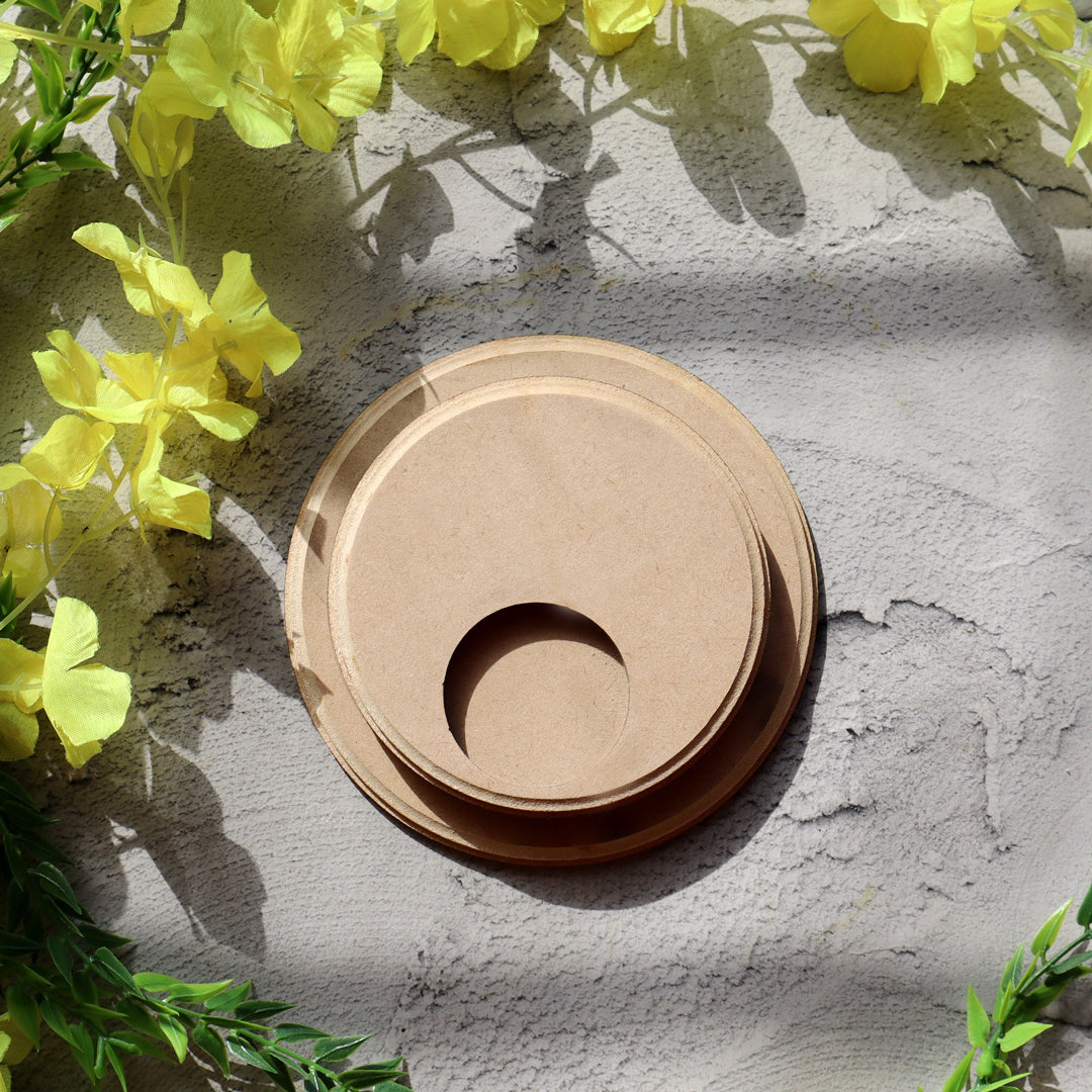 Hand Carved T Light Candle Holder Circle