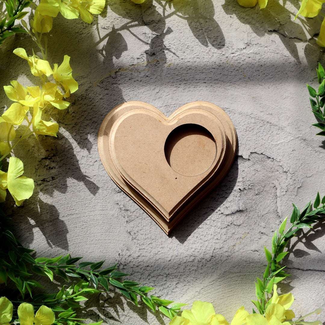 Hand Carved T Light Candle Holder Heart