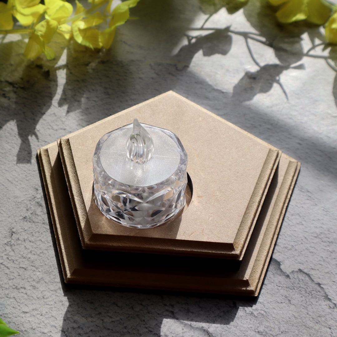 Hand Carved T Light Candle Holder Pentagon