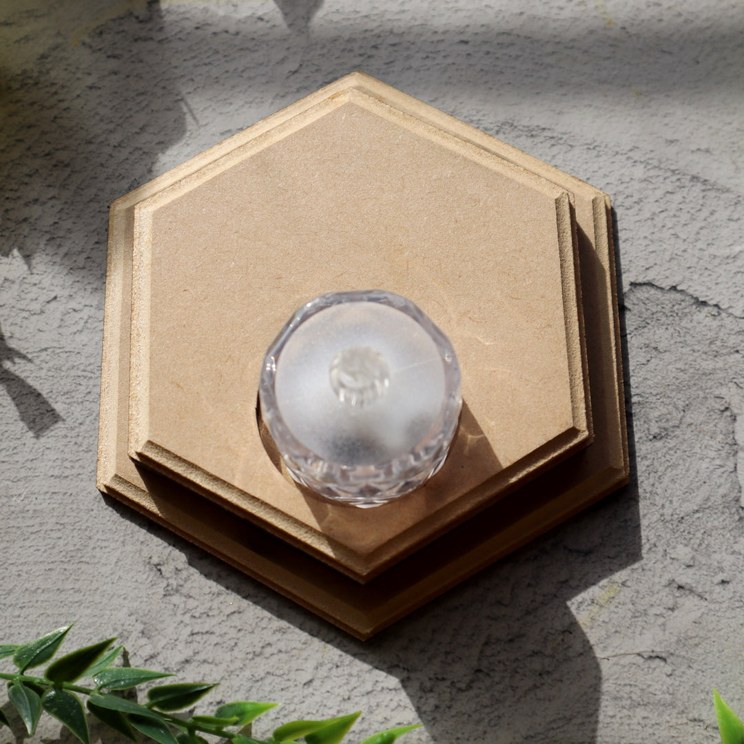 Hand Carved T Light Candle Holder Hexagon