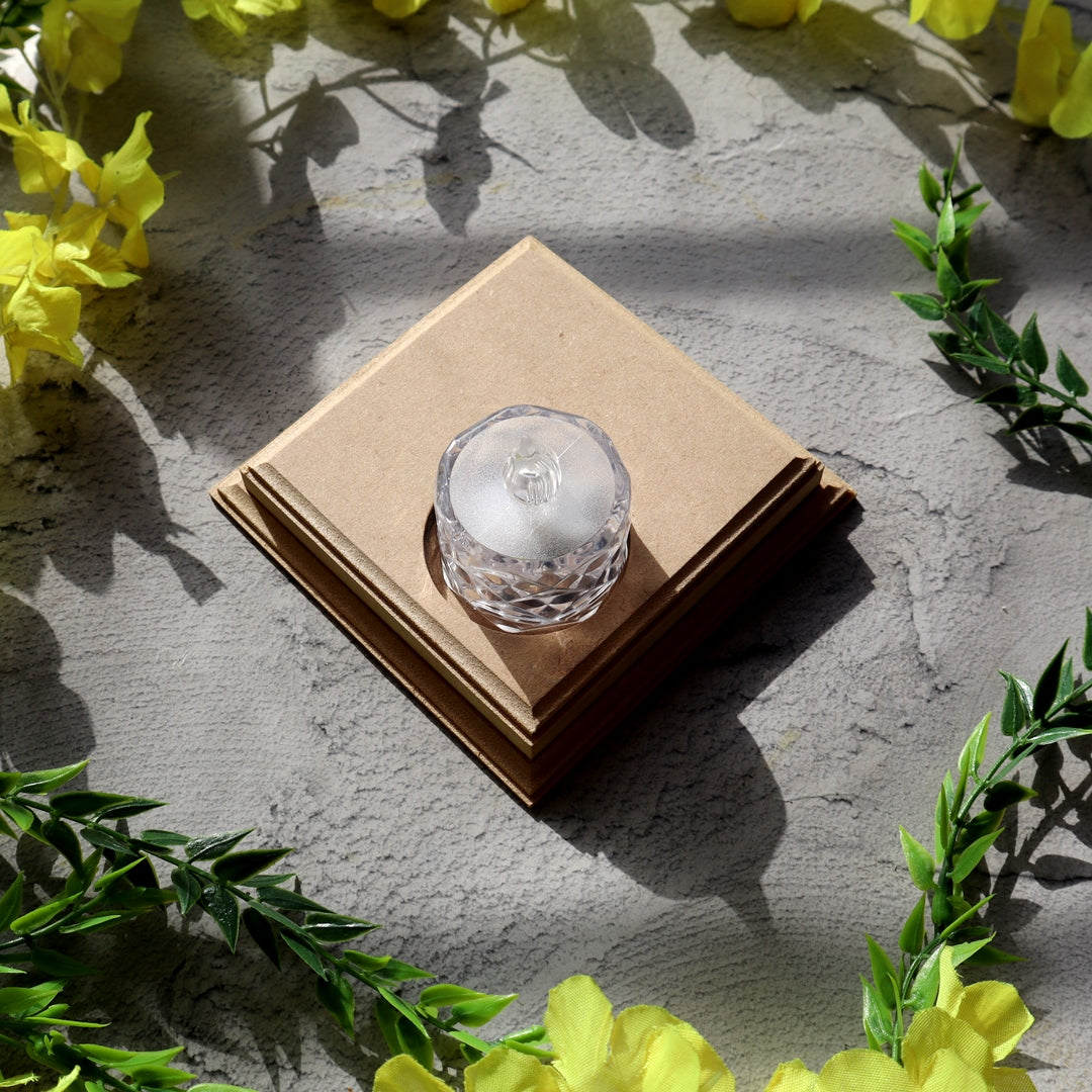 Hand Carved T Light Candle Holder Square