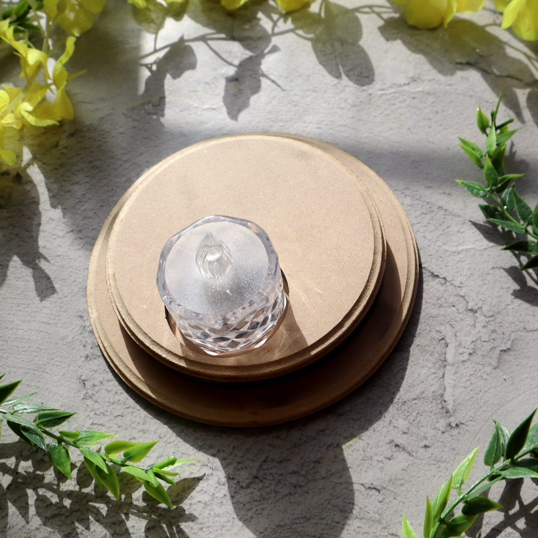 Hand Carved T Light Candle Holder Circle