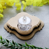 Hand Carved T Light Candle Holder Victorian Single Slot A