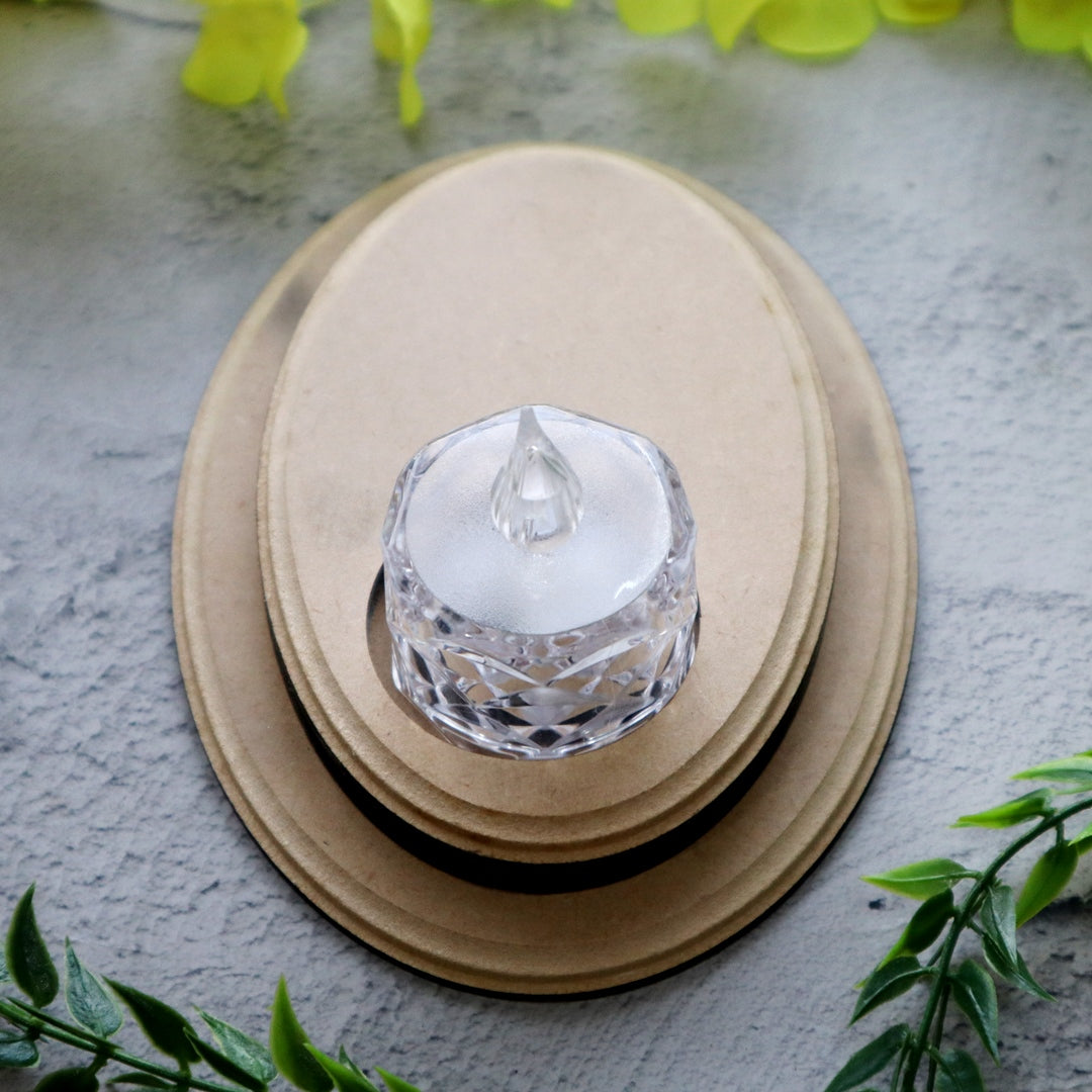 Hand Carved T Light Candle Holder Oval