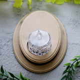 Hand Carved T Light Candle Holder Oval