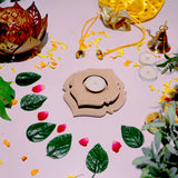 Hand Carved Edge Tea Light Curved Damask