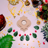 Hand Carved Edge Tea Light Damask Beauty