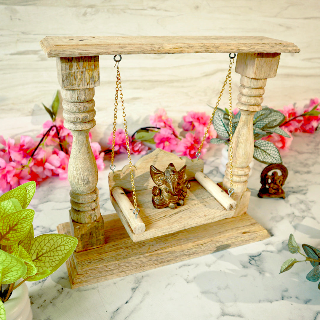 Wooden Kanha ji Ganpati Ji Jhoola A
