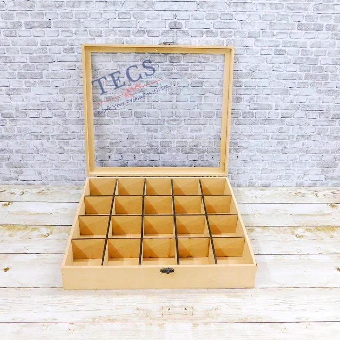 20 Slot Jewelry Box With Acrylic Lid