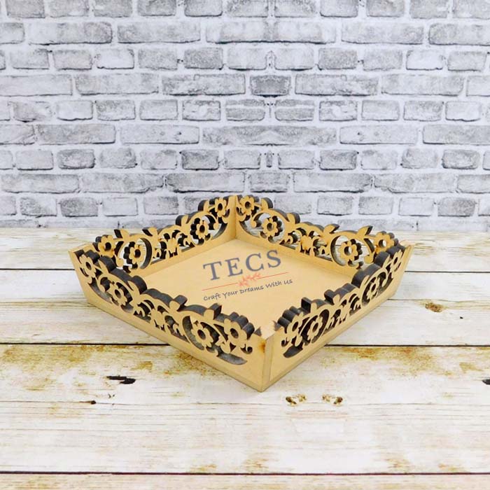 6x6 Inches Flower Cutwork Tray-2
