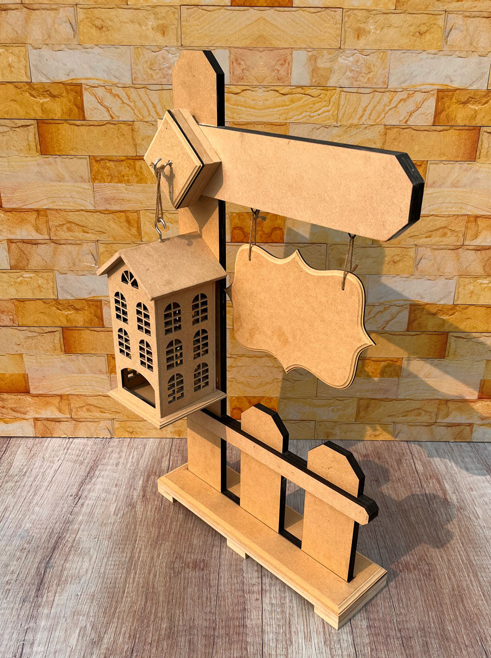 Floor Lantern Stand with Plank