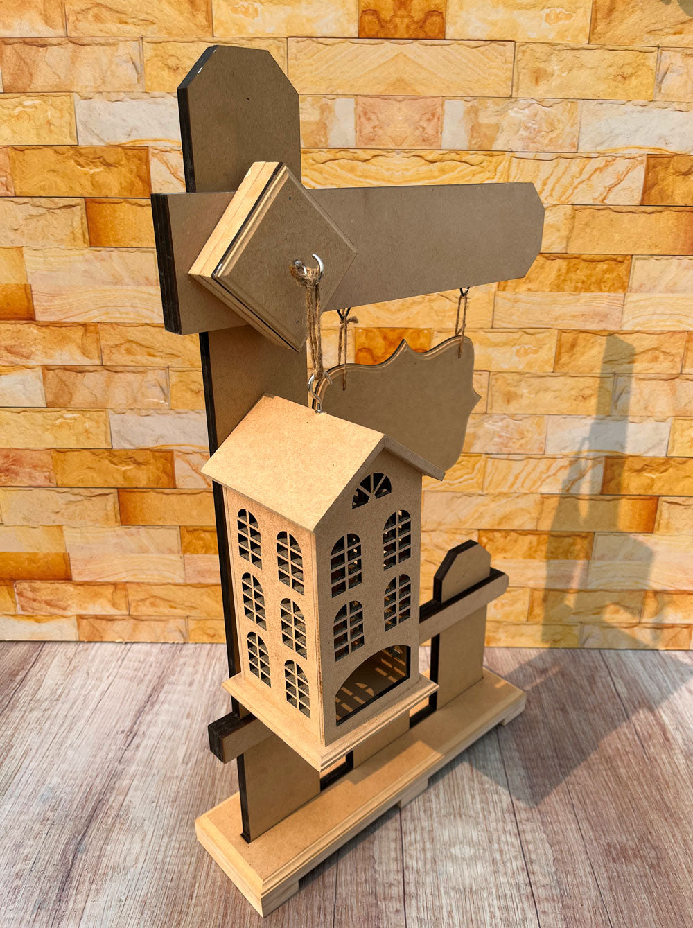 Floor Lantern Stand with Plank