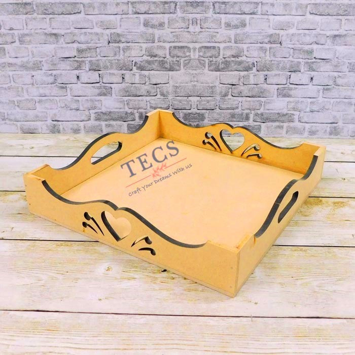 Heart Cutwork Tray with Curved Handles