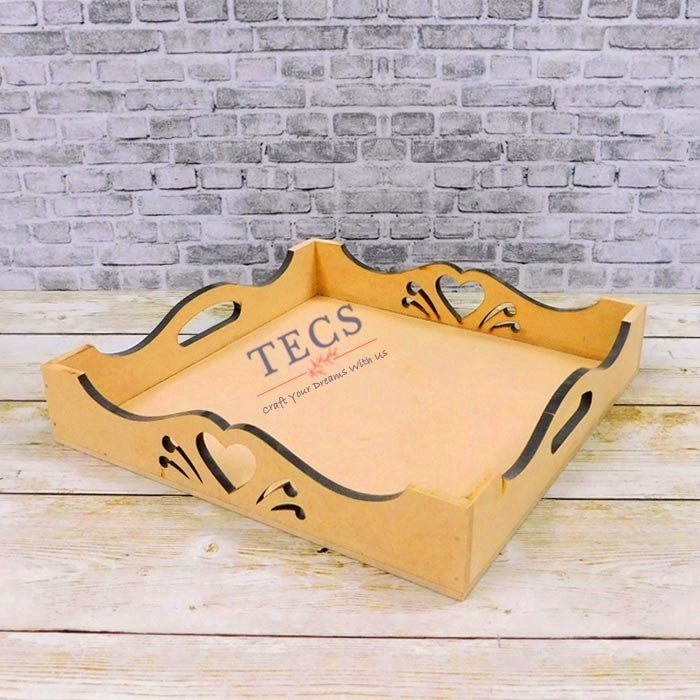 Heart Cutwork Tray With Curved Handel
