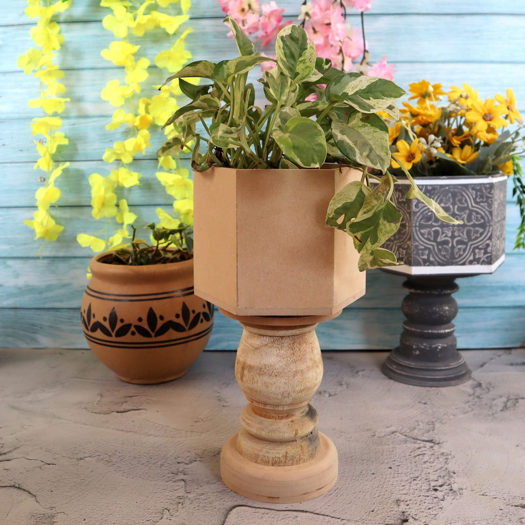 Hexagonal Table Pedestal Planter Small