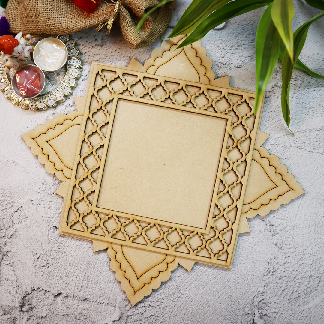 Floral Checkered Premark Pooja Thali Platter