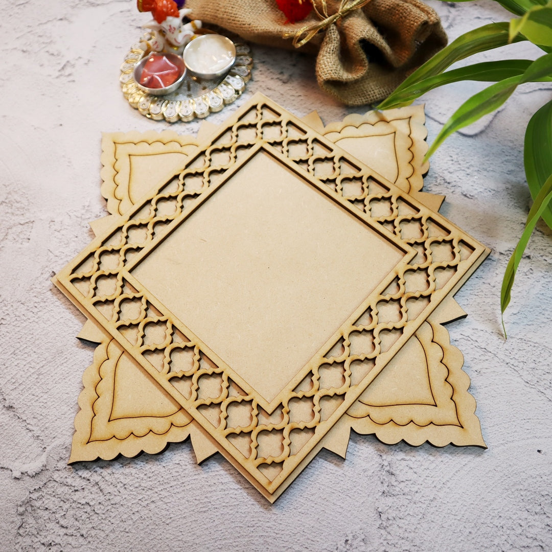 Floral Checkered Premark Pooja Thali Platter