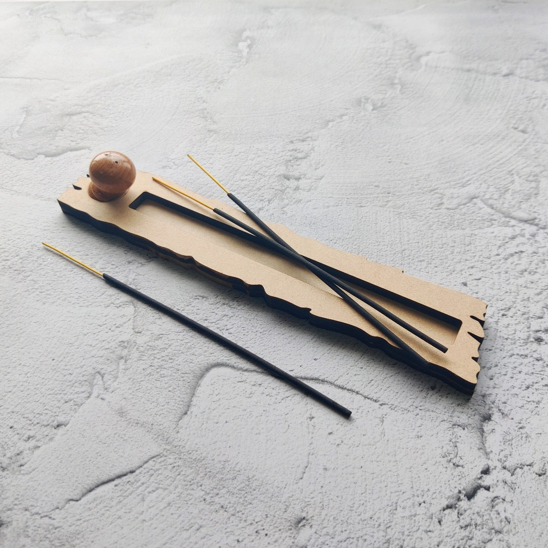 Wooden Block Incense Stick Holder