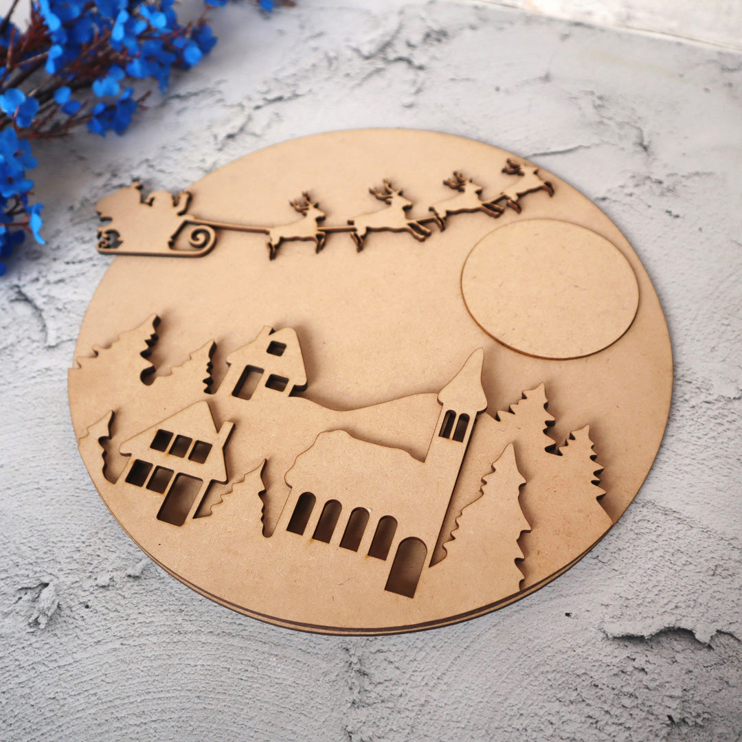 Santa on Sledge in Sky Wall Decor