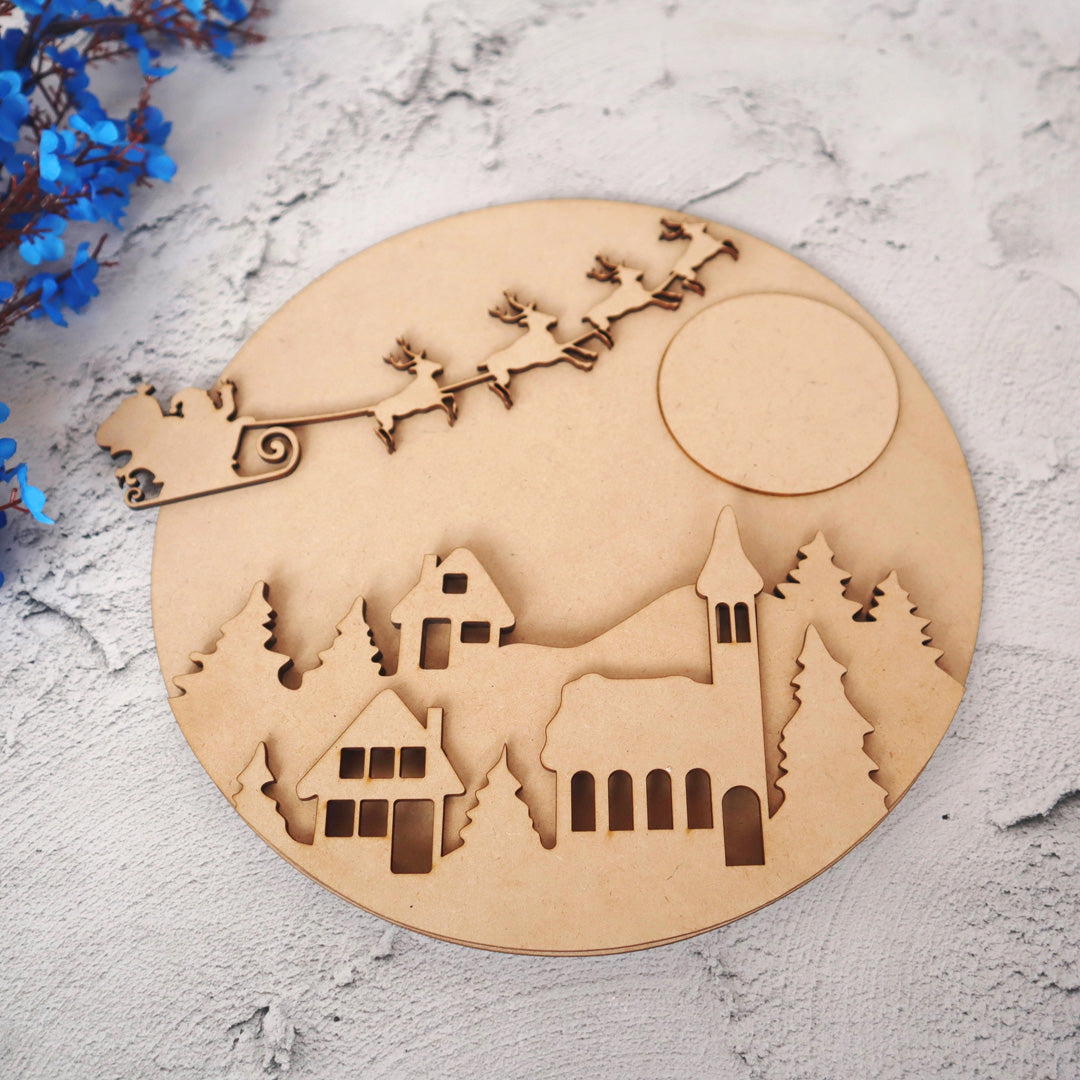Santa on Sledge in Sky Wall Decor