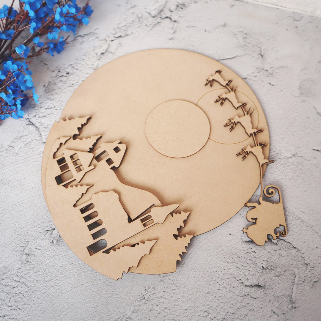 Santa on Sledge in Sky Wall Decor