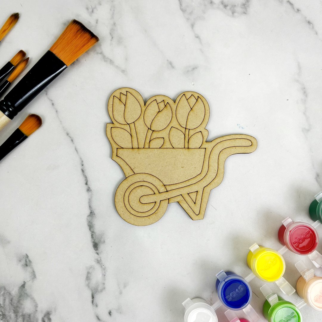 Floral Cart Fridge Magnet Cutout
