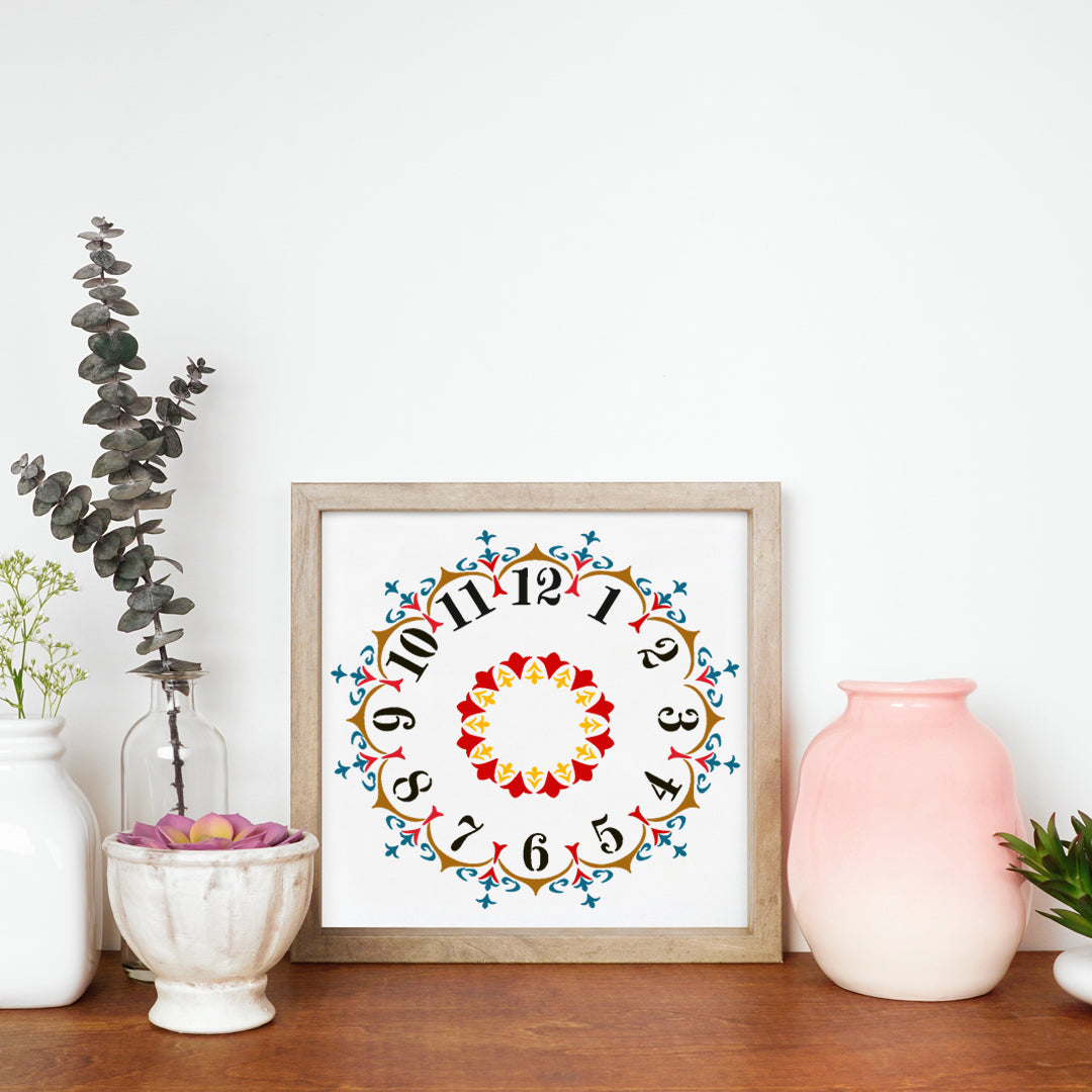 Clock Background with Numbers Stencil