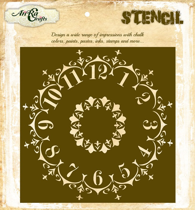 Clock Background with Numbers Stencil