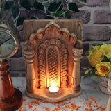 Natural Wood Jharokha T Light Candle Holder