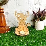 Cheerful Moose Christmas Tea Light Candle Holder