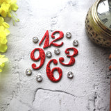 Marble Effect Acrylic Clock Numbers Red with Big Rhinestones