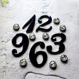 Marble Effect Acrylic Clock Numbers Black with Big Rhinestones