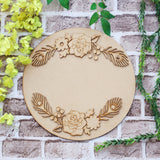 Circle Nameplate Plank with Morpankh Floral Bunch