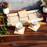 Natural Wood Border Tile Tray