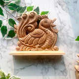 Natural Wood Handcarved Peacock Key Holder