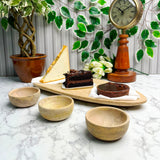 Natural Wood Platter with Three Bowls