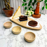 Natural Wood Platter with Three Bowls