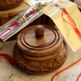 Natural Wood Roli Chawal Kumkum Sindoor Box Vaati Holder Dibbi