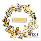 Bird on Floral Wreath Name Plate