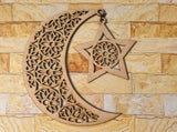 3D Moon with Hanging Star Wall Decor