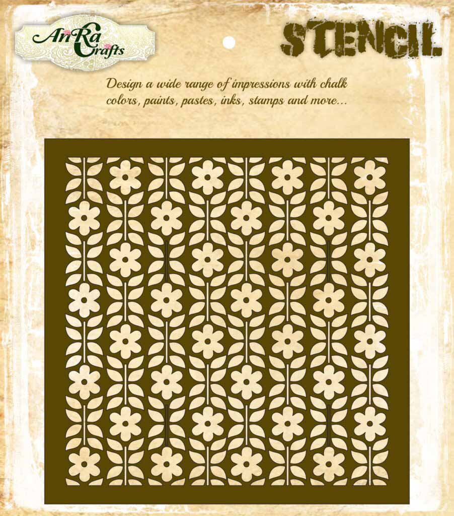 Flowers and Leaves Background Stencil Handilane
